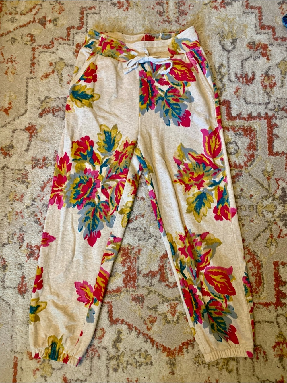 Anthropologie Sweatpants with Floral Accents